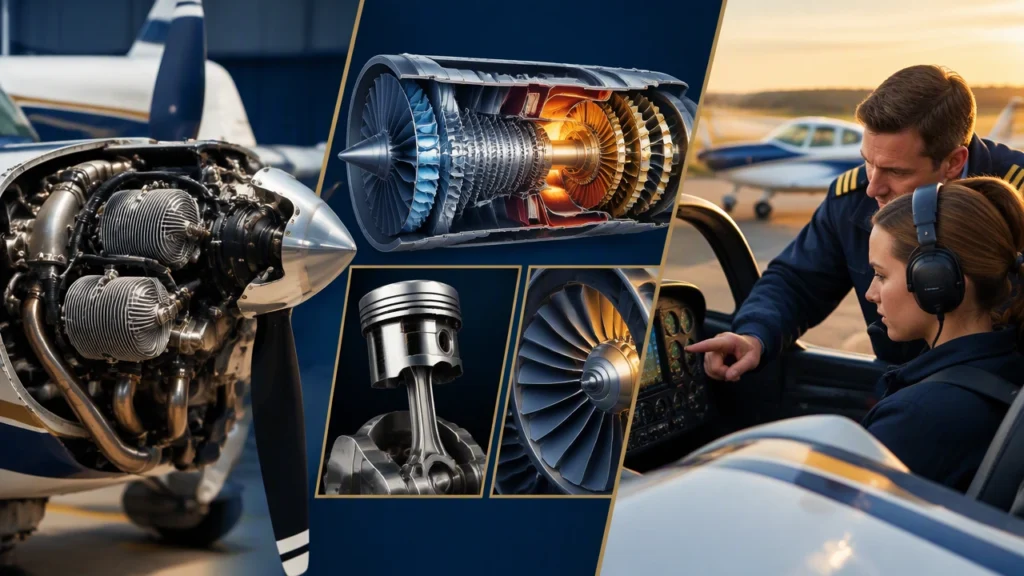 Đào tạo phi công: Động cơ pít tông máy bay hoạt động như thế nào và cơ bản về turbine